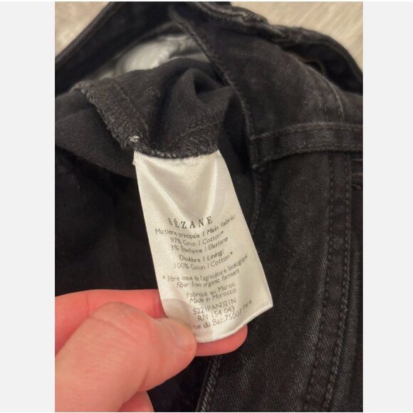 Sezane Slim Parfait Black Jeans Mid Rise Zip Fly Straight Womens 28 - Picture 7 of 10